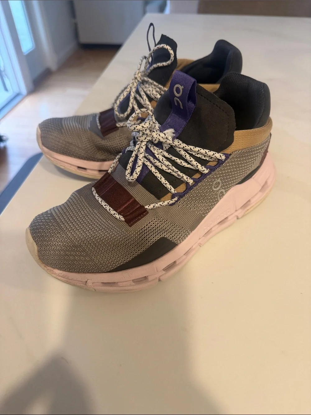 On Running Women's Knit Sneakers in Gray, Pink & Purple Accents